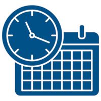 Image of a calendar, drawn in blue