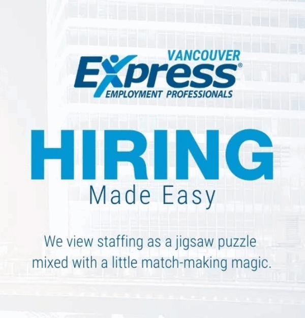 Graphic with the Express Employment Professionals logo and the words, Hiring Made Easy