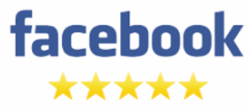 The Facebook logo with 5 golden stars underneath